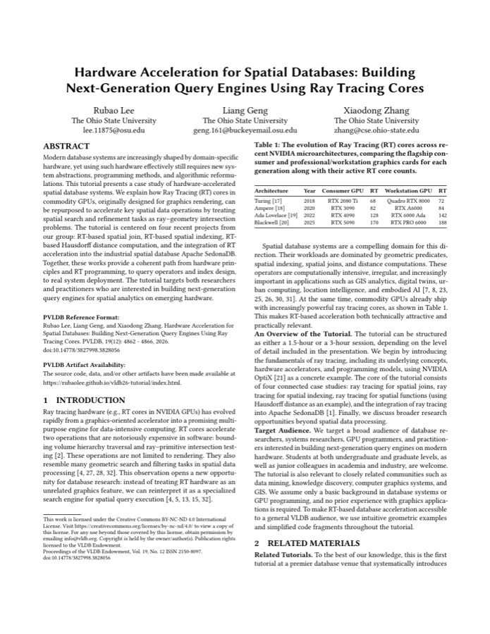 First page of the VLDB 2026 tutorial paper
